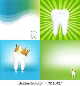 4 Dental Background With Tooth, Vector Illustration