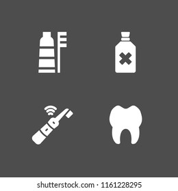 4 dentist icons in vector set. toothbrush, bleach and tooth illustration for web and graphic design