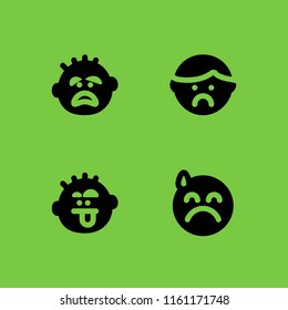 4 depressed icons in vector set. desperate, tired and sad illustration for web and graphic design