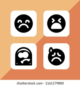 4 depressed icons in vector set. tired, desperate and sad illustration for web and graphic design