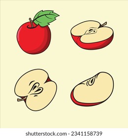 4 design of sliced red apple 