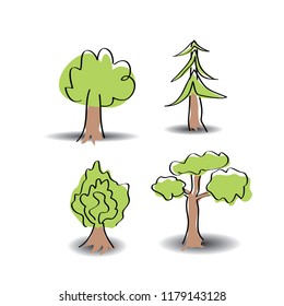 4 Designs Drawing Trees  Vector