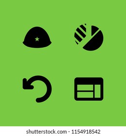4 desk icons in vector set. pie chart, general helmet, return and window illustration for web and graphic design
