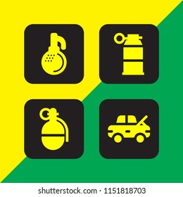 4 destruction icons in vector set. damage and grenade illustration for web and graphic design