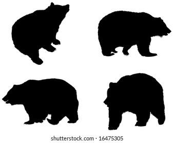 4 Detailed bear's silhouettes