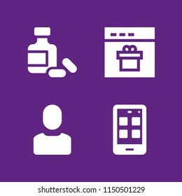 4 development icons in vector set. human, app, seo and web and pharmaceutical illustration for web and graphic design