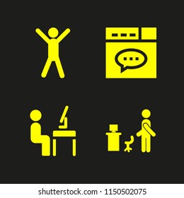 4 development icons in vector set. worker, ui and human illustration for web and graphic design