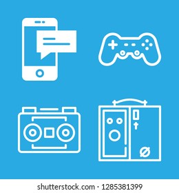 4 device icons with camera box and stereo camera in this set