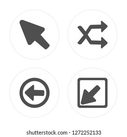 4 Diagonal arrow, Left Shuffle, arrow modern icons on round shapes, vector illustration, eps10, trendy icon set.