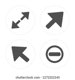4 Diagonal arrow, Minimize modern icons on round shapes, vector illustration, eps10, trendy icon set.