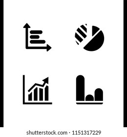 4 diagram icons in vector set. ascendant bars graphic, pie chart and graph illustration for web and graphic design