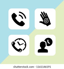 4 dial icons in vector set. telephone, clock and spiral illustration for web and graphic design