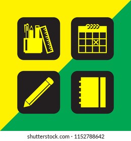 4 diary icons in vector set. calendar, notebook and pen illustration for web and graphic design