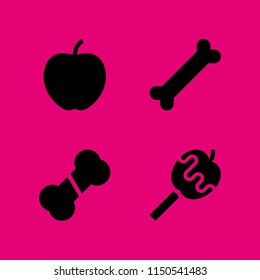 4 diet icons in vector set. bone, vegan and sweet illustration for web and graphic design
