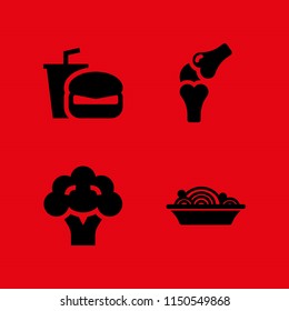 4 diet icons in vector set. bones, meal, sandwich and vegetarian illustration for web and graphic design