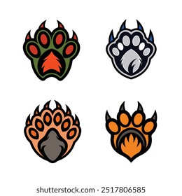 4 difference Bear Paw mascot logo design vector