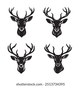 4 difference  on deer portrait silhuette vector illustration