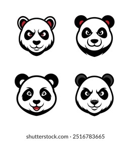 4 difference panda head mascot logo