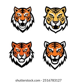 4 difference tiger head mascot logo