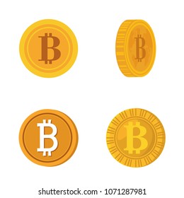 4 Different bitcoin coins. Vector Illustration on white