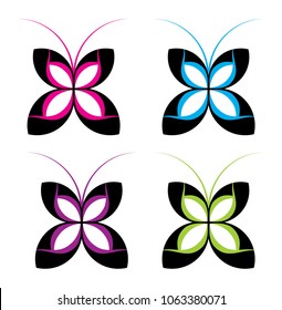 4 Different Butterfly design Illustration