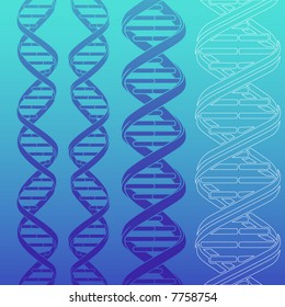 4 different DNA strands silhouettes