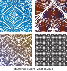 4 Different fabric patterns set
