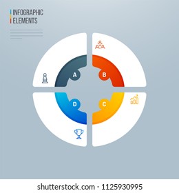 4 different levels, colorful Pie Chart Infographic Elements for business layouts and success concept.