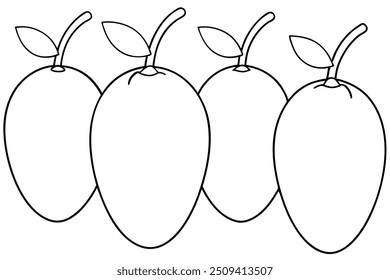 4 ilustração vetor de sihoueta de frutas de manga diferente