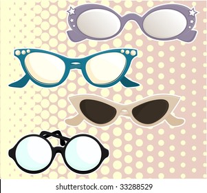 4 different models of vintage styled eye glasses