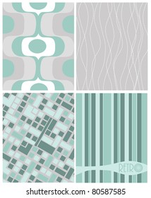 4 different retro designs - green / gray