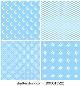 4 different seamless patterns. Endless texture for wallpaper, fill, web page background, surface texture. vector illustration.