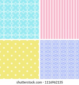4 different seamless patterns. Endless texture for wallpaper, fill, web page background, surface texture. vector illustration.
