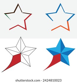 4 different shape and color star symbol illustration