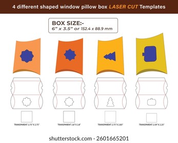 4 Different shape LASER CUT Pillow box Template