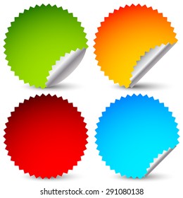 4 Different Sticker, Starburst Shape Set. 4 Colors.