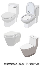 4 different Toilets on white background