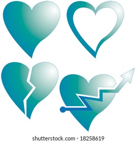 4 different vector hearts