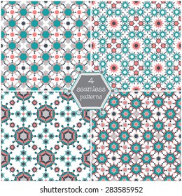 4 different vector seamless patterns (tiling). Endless texture can be used for wallpaper, pattern fills, web page background,surface textures. Set of geometric ornaments.