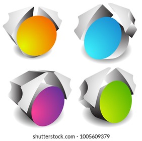 4 diffferent abstract icons