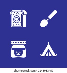 4 dinner icon set with dog food, ladle and tent vector illustration for graphic design and web