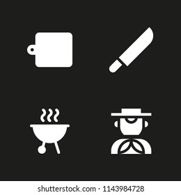 4 dinner icon set with knife, italian and bbq vector illustration for graphic design and web
