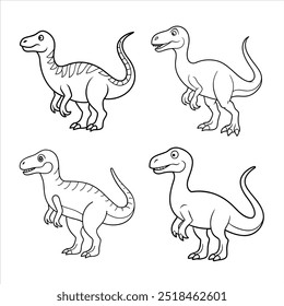 4 dinosaur vector illustration line art