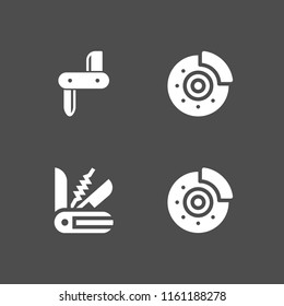 4 disc icons in vector set. blade and disc brake illustration for web and graphic design