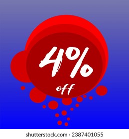 4% discount bubbles icon, percentage red blue and white