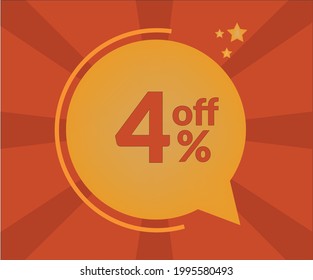 4% Rabatt Floating Ballon Art. Vectorisierte Discount-Banner