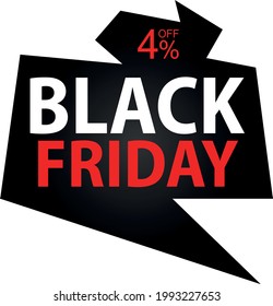 4% de descuento en oferta especial. Cartel para el viernes negro con un 4% de descuento.