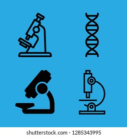 4 dna icons with microscope and laboratory microscope in this set