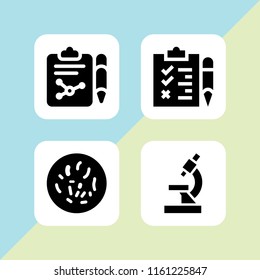 4 dna icons in vector set. microscope, research, laboratory and test illustration for web and graphic design