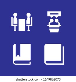 4 document icons in vector set. book and interview illustration for web and graphic design